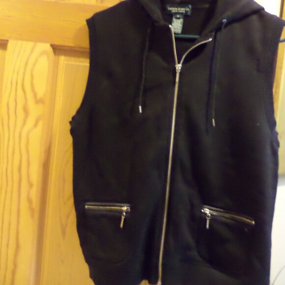 Ralph Lauren Sweatshirt Zip Vest Hooded Sleeveless ~ Black ~ Size: Large - Picture 1 of 9